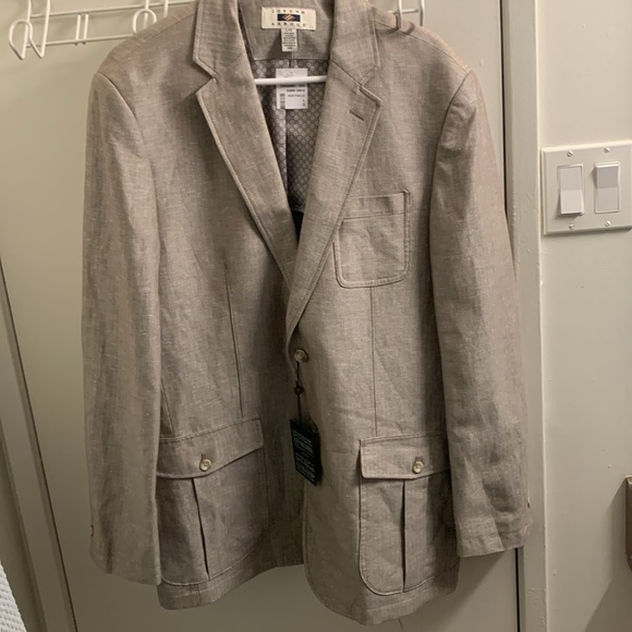 Men's Joseph Abboud Linen Cotton herringbone Blazer. Size L. New with tags. - Picture 2 of 10